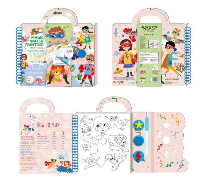 Cea mai mare Carte de pictat cu apa, sabloane, stampile si jocuri, portabila - Supereroi [8]