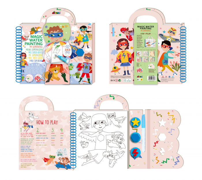Cea mai mare Carte de pictat cu apa, sabloane, stampile si jocuri, portabila - Supereroi [3]