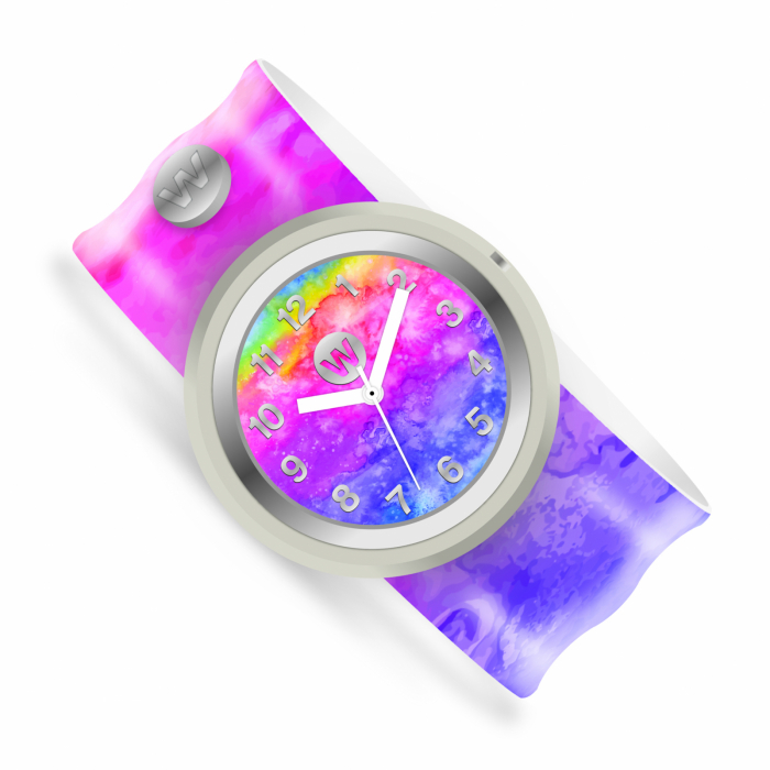 Ceas analog pentru copii cu bratara din silicon slap-on, Curcubeu magic [2]