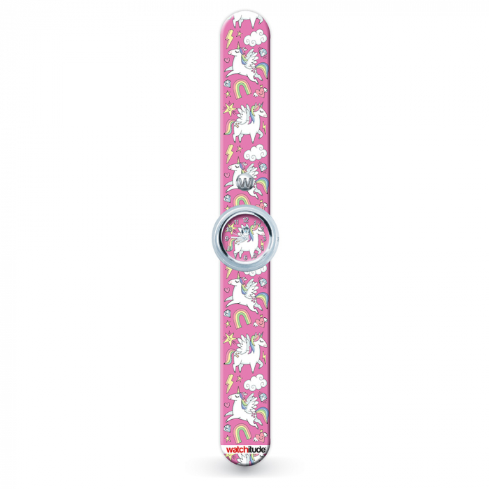 Ceas analog pentru copii cu bratara din silicon slap-on, Lumea unicornilor [3]
