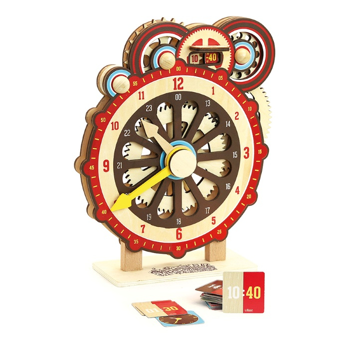 Ceas educativ din lemn pentru copii - Ecran digital si cadran cu ace - Vilac [1]