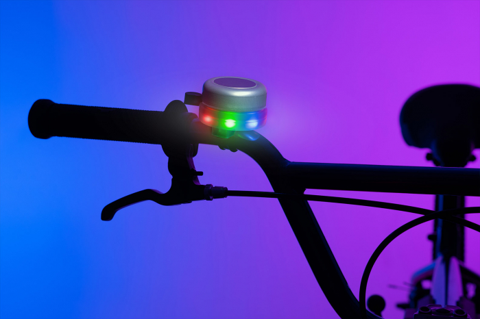 Clopoțel cu lumini LED multicolore pentru bicicletă, argintiu [2]