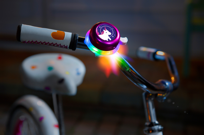 Clopoțel cu lumini LED multicolore pentru bicicletă, roz [3]
