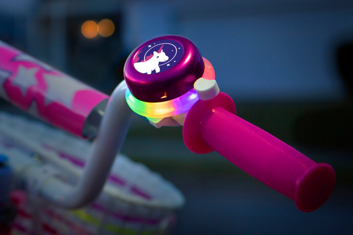 Clopoțel cu lumini LED multicolore pentru bicicletă, roz [2]