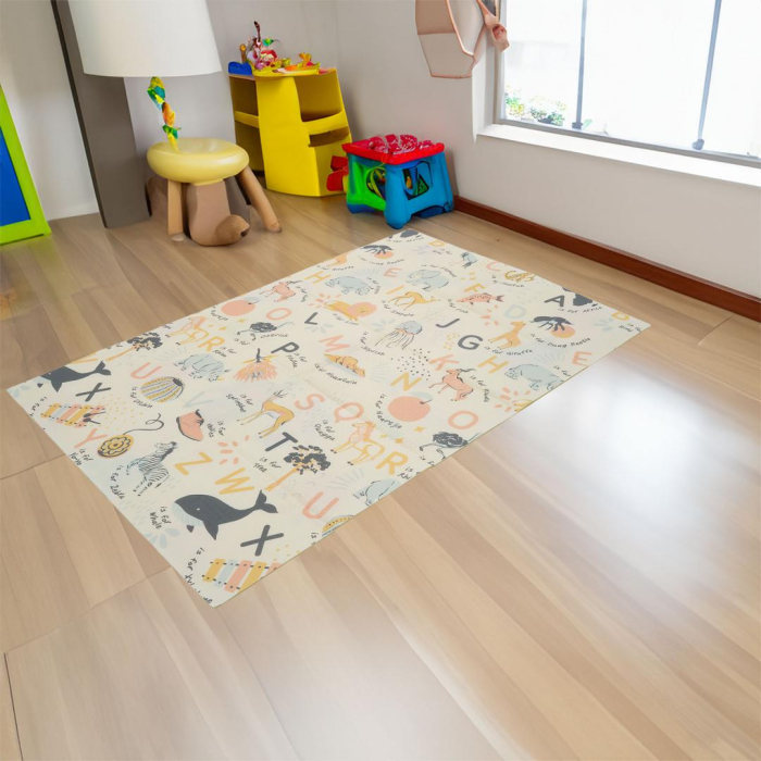 Covor de joaca pentru copii U-Grow, din spuma, pliabil, 2 fete, impermeabil, izolant, 120 x 180 x 1 cm, alfabet [6]