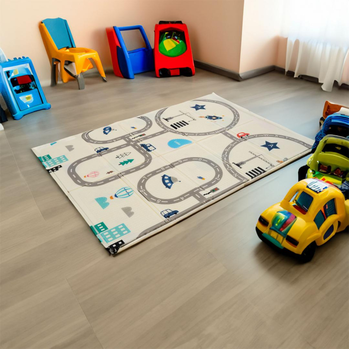 Covor de joaca pentru copii U-Grow, din spuma, pliabil, 2 fete, impermeabil, izolant, 120 x 180 x 1 cm, circuit [5]