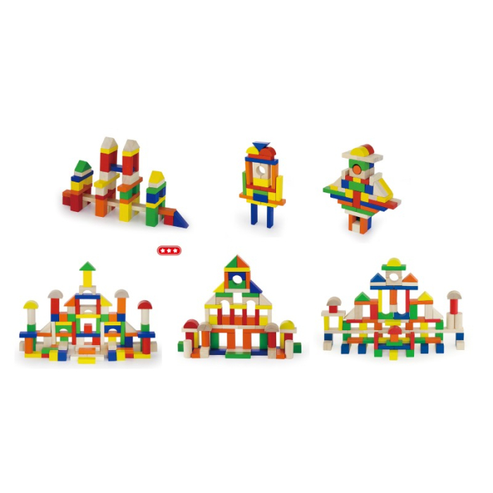Cuburi de construit din lemn, colorate, 2.5 cm, 100 buc [3]