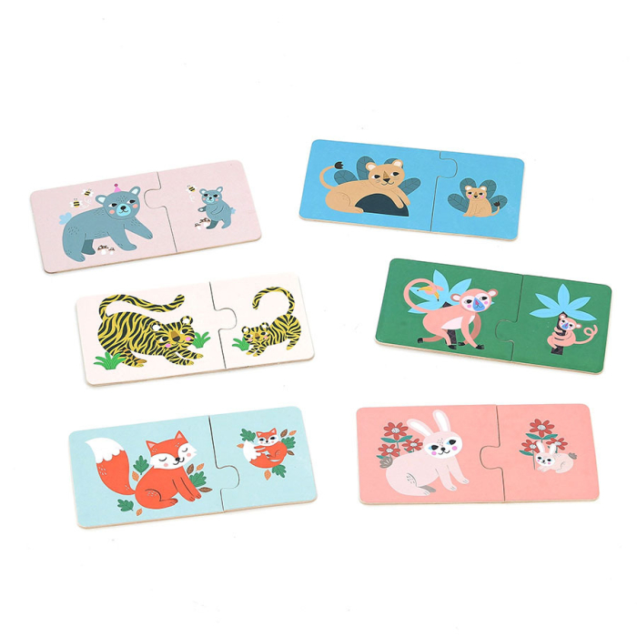 Cutie 12 Puzzle din lemn cu animale - Mama si Puiul - Vilac [5]