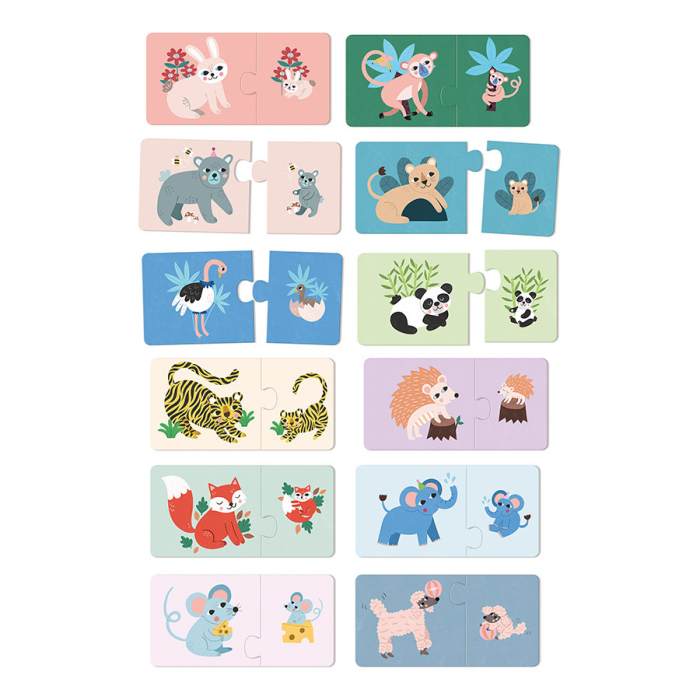 Cutie 12 Puzzle din lemn cu animale - Mama si Puiul - Vilac [3]