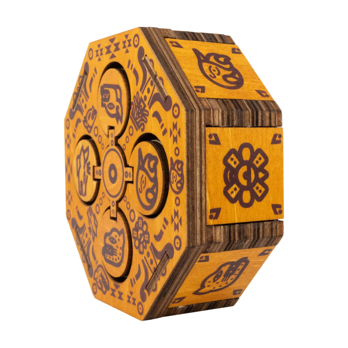 Cutie puzzle IQ din lemn cu compartiment secret - Aztec Family Chest [5]