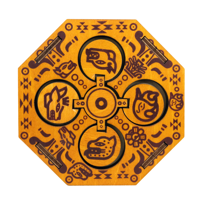 Cutie puzzle IQ din lemn cu compartiment secret - Aztec Family Chest [6]