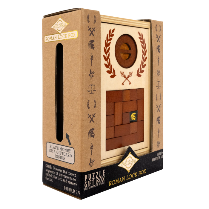 Cutie puzzle IQ din lemn cu mecanism roman - Roman Lock Box [4]