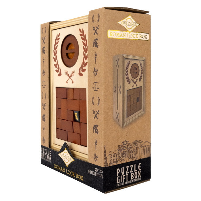 Cutie puzzle IQ din lemn cu mecanism roman - Roman Lock Box [5]