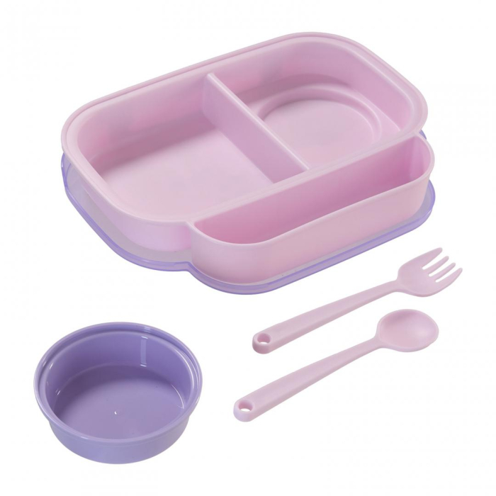 Farfurie compartimentata cu capac si lingurita si furculita, mov, U-Grow [6]