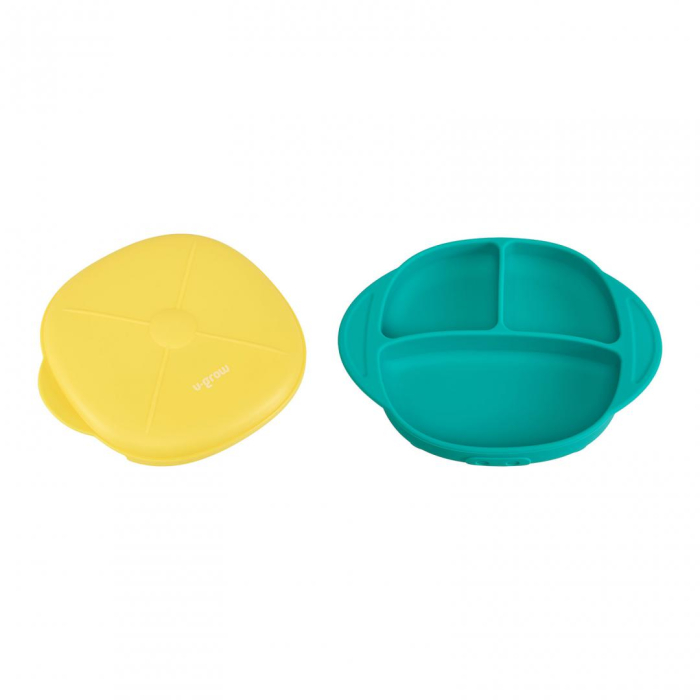Farfurie silicon cu capac , galbena, U-Grow [3]