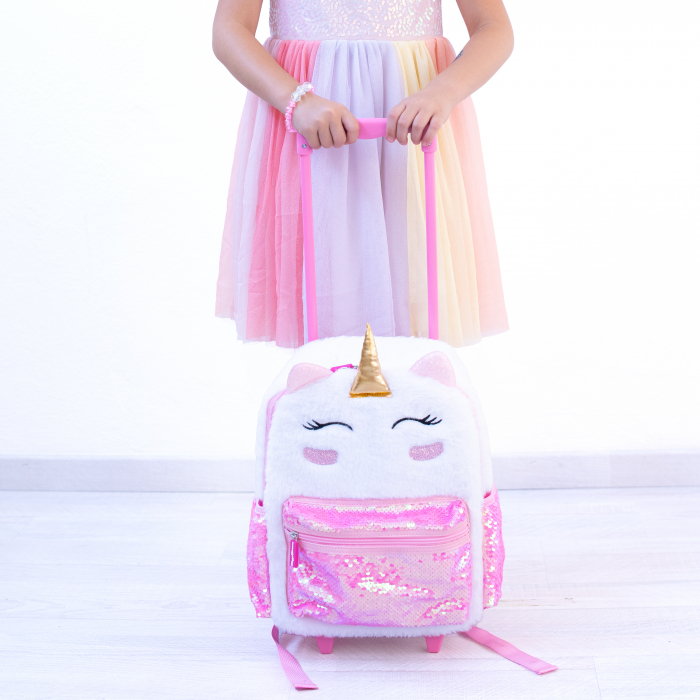 Ghiozdan troler fetiță Girabrilla – Unicorn Magic, cu paiete reversibile și roți rezistente [4]