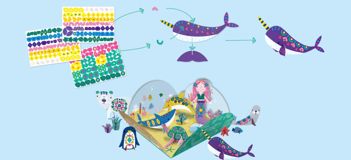 Joc creativ Stick'N'Play cu scene 3D si stickere repozitionabile - Animale polare si marine [2]