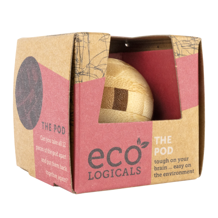 Joc logic IQ 3D din bambus, 12 piese - The Pod [6]