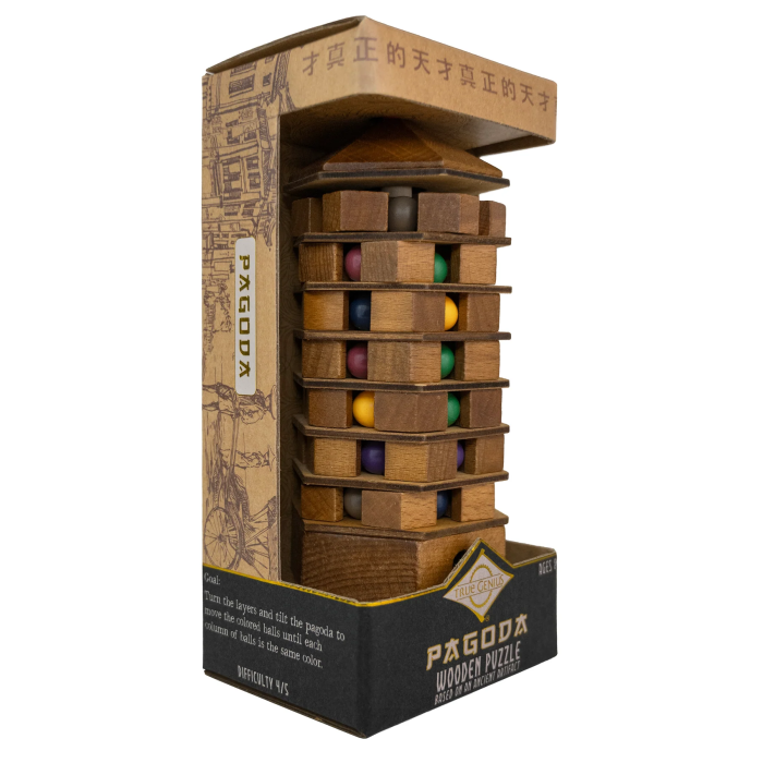 Joc logic IQ 3D din lemn cu bile - Chinese Pagoda [5]