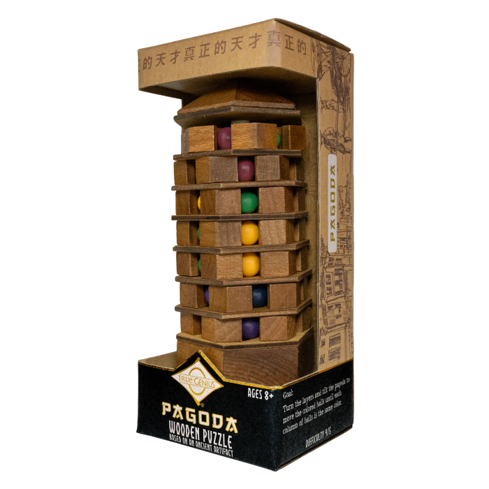 Joc logic IQ 3D din lemn cu bile - Chinese Pagoda [4]