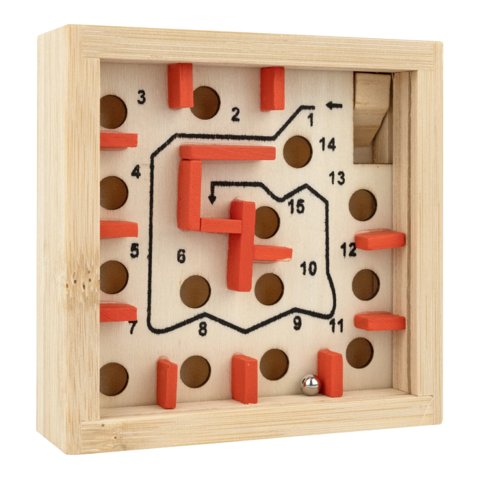 Joc logic IQ labirint din bambus cu bila metalica - The Great Coral Maze [5]