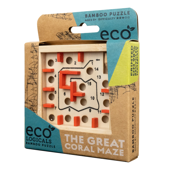 Joc logic IQ labirint din bambus cu bila metalica - The Great Coral Maze [3]