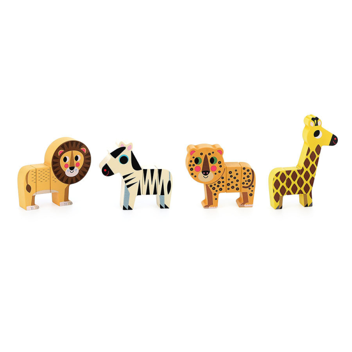 Joc magnetic din lemn - Asambleaza 4 animale din Savana - Vilac [3]
