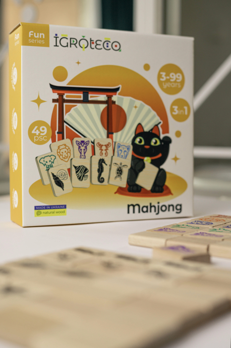 Joc Mahjong din lemn pentru copii, 49 piese [7]