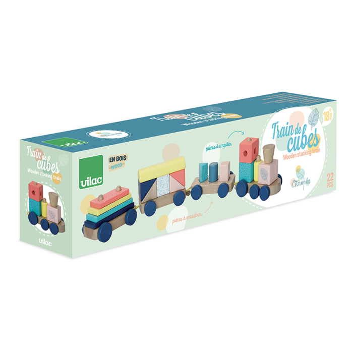 Jucarie de construit / stivuit - Tren cu cuburi din lemn - Vilac [4]