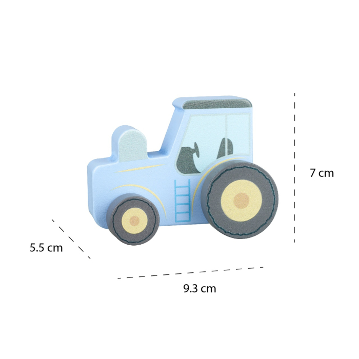 Jucarie de impins Tractor albastru din lemn, Orange Tree Toys [4]