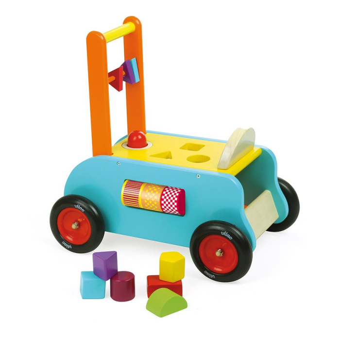 Jucarie de plimbat - Premergator/Antemergator multifunctional cu cuburi din lemn - Vilac [1]