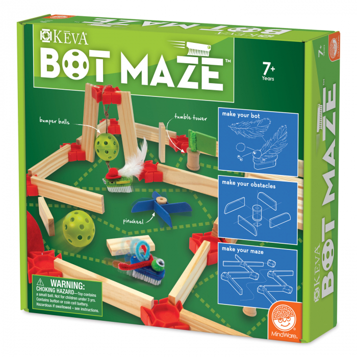 KEVA Maker Bot Maze, labirint cu piese de lemn și roboți motorizați [2]