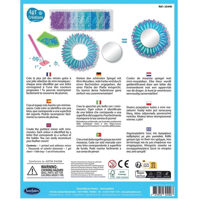 Kit creativ cu diamante / strasuri - Oglinda mozaic pene - Sentosphere [2]