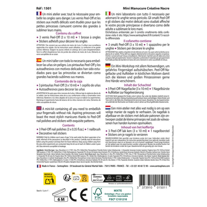 Kit creativ - Mini Set Manichiura Peel-Off pentru Copii, cu stickere - Sentosphere [3]