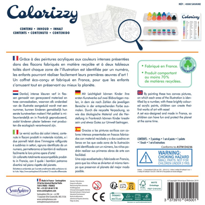 Kit creativ pictura pe numere - Colorizzy Zebra si Leopard - Sentosphere [2]