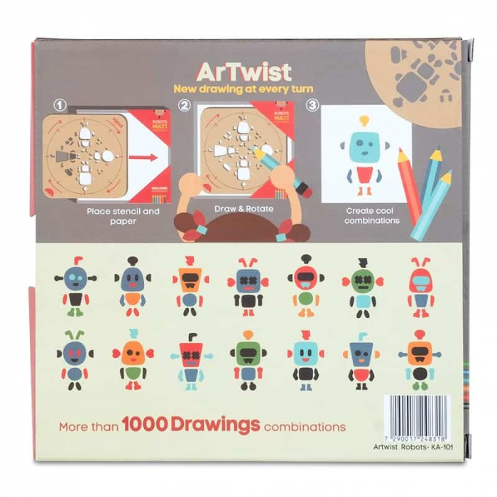 Kit desen si trasare Kipod- Sablon rotativ Montessori, Roboti [4]