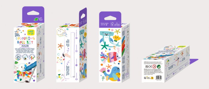 Kit rola de desenat pe numere - 2 m, include 4 creioane colorate cerate, Subacvatic - Haku Yoka [4]