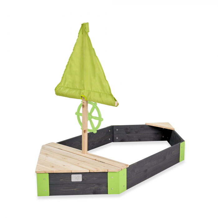 Ladă de nisip din lemn Aksent în formă de barcă, 190x90 cm, Exit Toys [1]