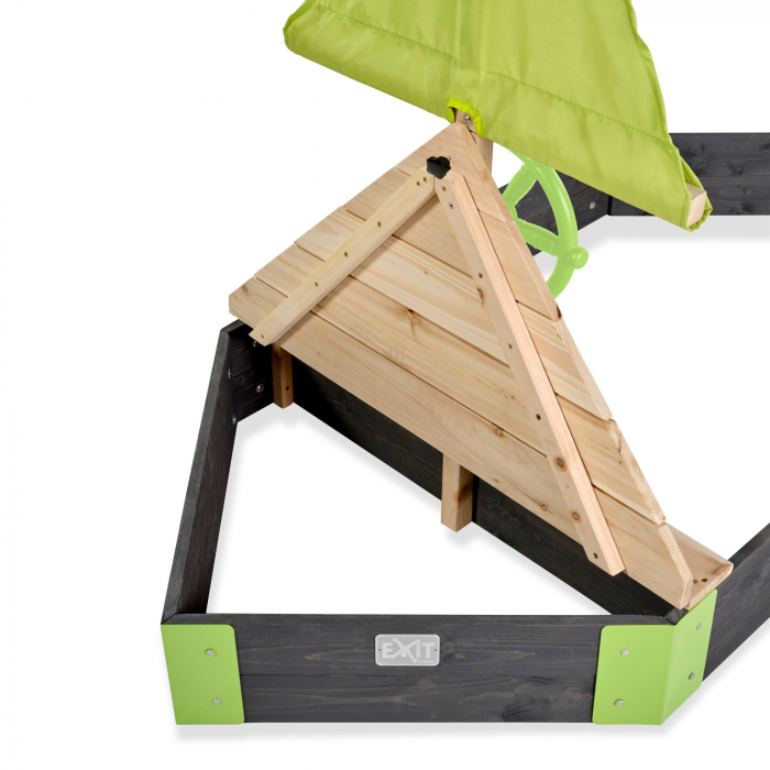 Ladă de nisip din lemn Aksent în formă de barcă, 190x90 cm, Exit Toys [4]