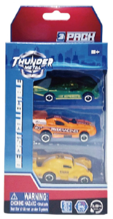 MACHETA DIE CAST, SET 3 MASINI CURSE, SCARA 1/64, 7.5CM, DIVERSE MODELE SI CULORI [4]