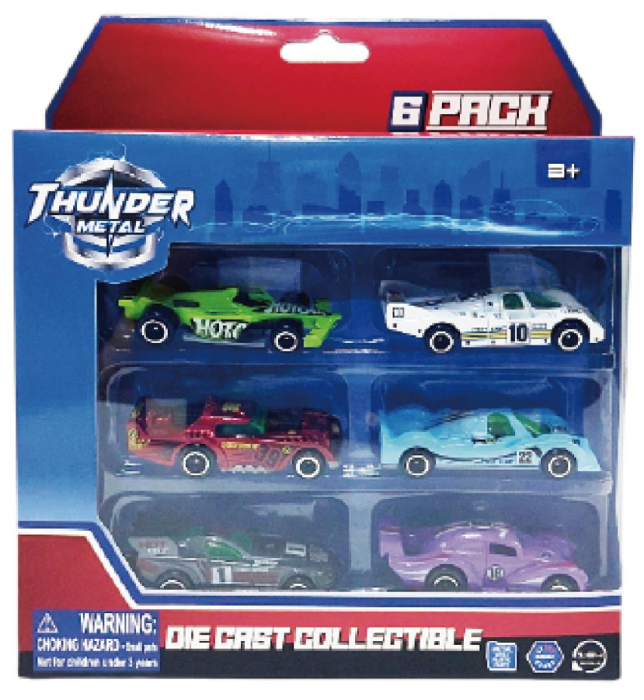 MACHETA DIE CAST, SET 6 MASINI CURSE, SCARA 1/64, 7.5CM, DIVERESE MODELE SI CULORI [4]