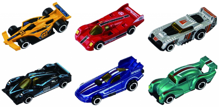 MACHETA DIE CAST, SET 6 MASINI CURSE, SCARA 1/64, 7.5CM, DIVERESE MODELE SI CULORI [2]