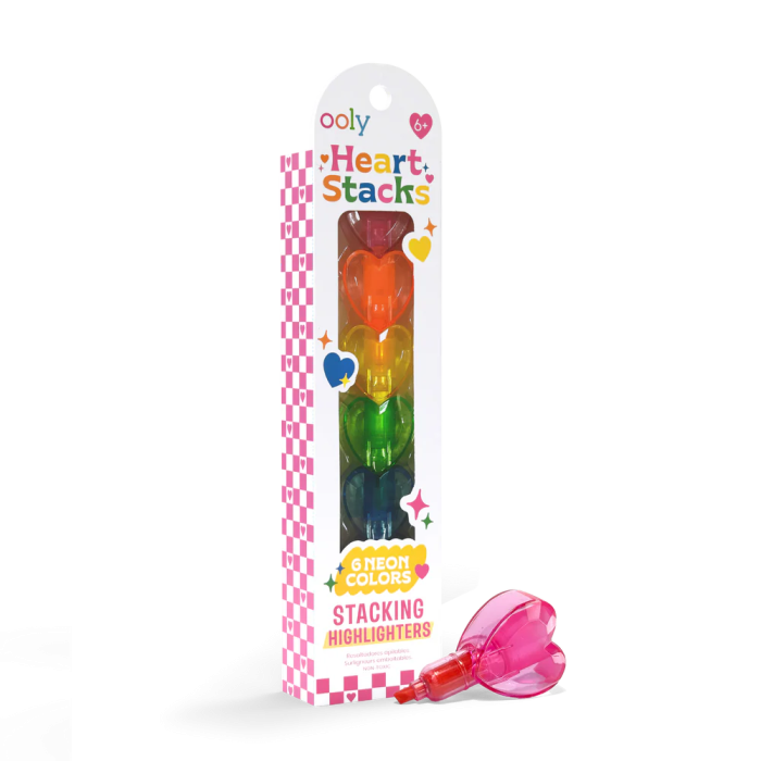 Markere intercalabile Inimioare - set 6 culori neon - Heart [2]