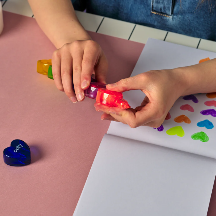 Markere intercalabile Inimioare - set 6 culori neon - Heart [13]