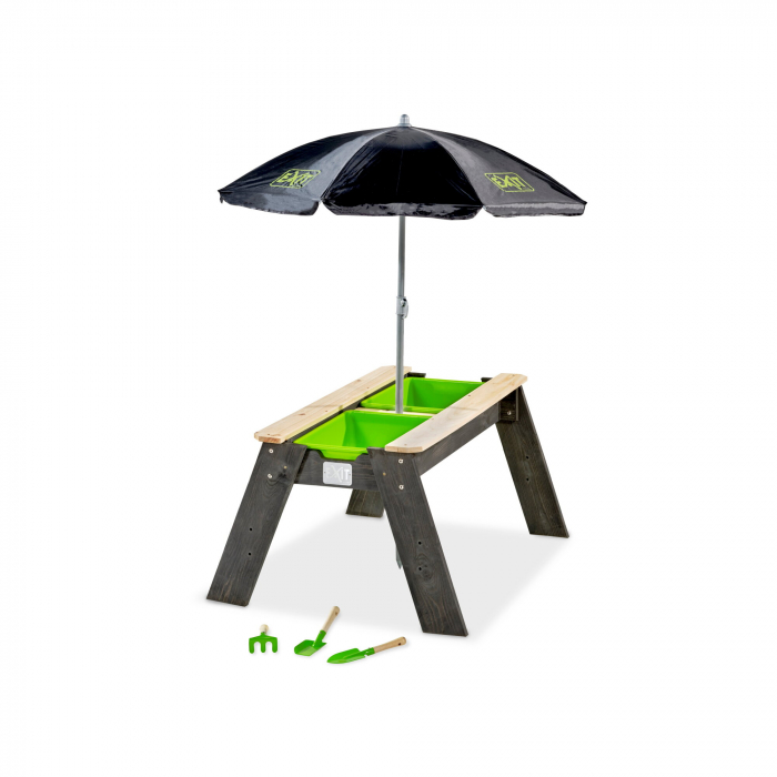 Masă de joacă Aksent cu nisip, apă, umbrelă și accesorii de grădinărit, Exit Toys [1]
