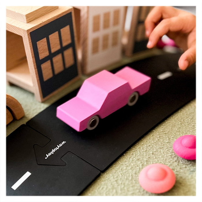Masinuta handmade din lemn, Waytoplay, roz [2]