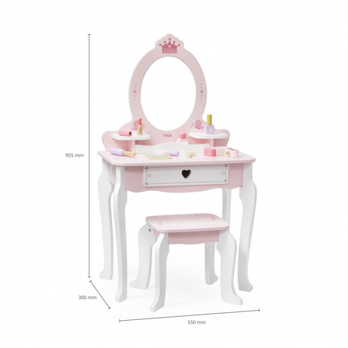 Masuta de Toaleta din Lemn cu 8 Accesorii design Printesa, Viga [3]