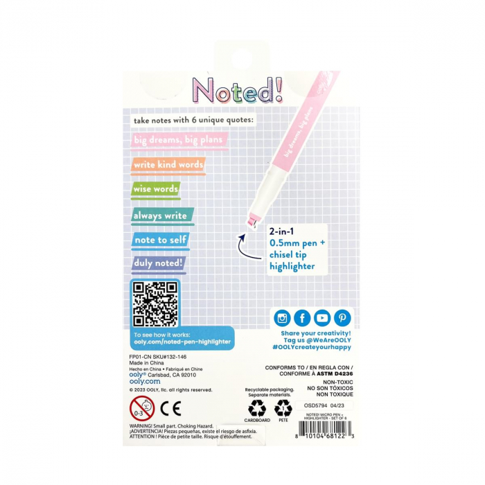 Notat! - Pixuri cu vârf microfin si markere 2-in-1 - Set de 6 [6]