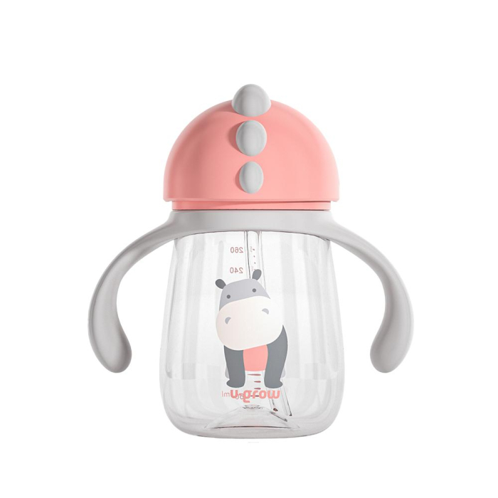 Pachet 3 in 1 cana 260 ml tritan cu 3 accesorii diferite pentru baut : tetina biberon, cioc , pai, dark pink, U-Grow [2]