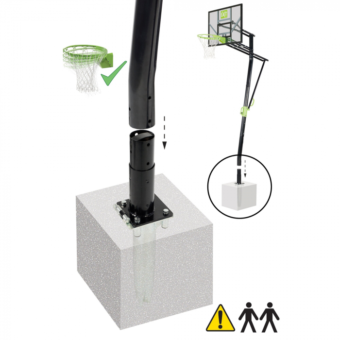 Panou de baschet pentru montaj în sol cu inel pentru slam dunk, Galaxy - verde/negru, Exit Toys [5]